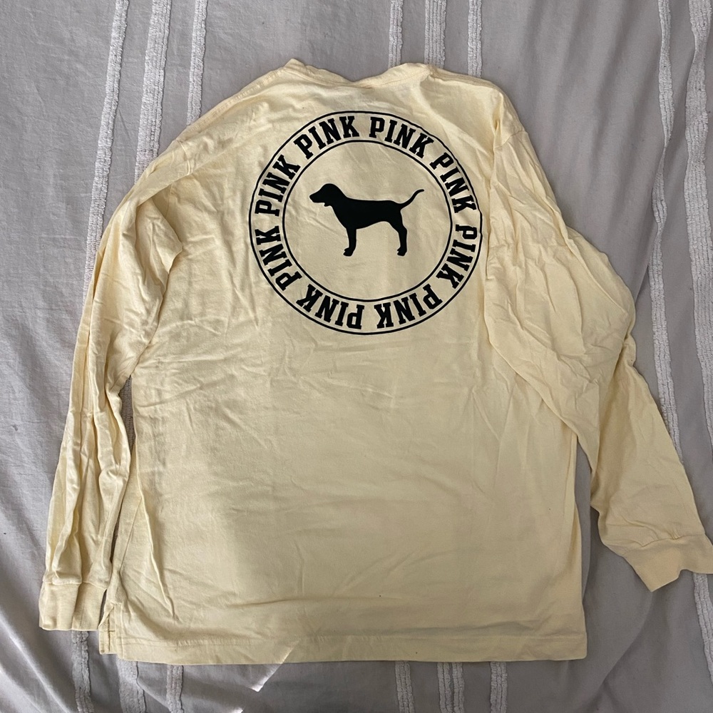 Pink Victoria Secret Long Sleeve Pastel Yellow Shirt